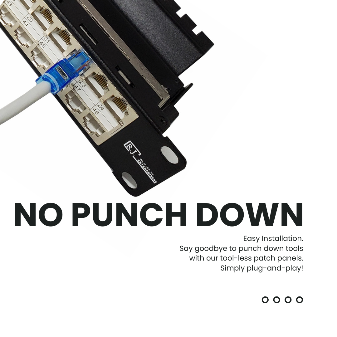 HDPP-48S-C6, no punch down tool needed, simply plug and play with our tool-less patch panel