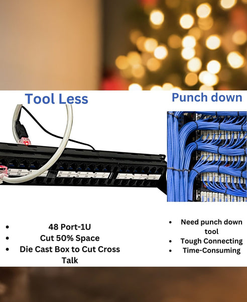 R.J. Enterprises - HDPP-48-C6  High Density Patch Panel, 10 Gb, Cat6, Tool-less, 48 Port