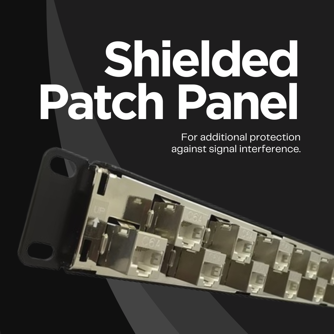 SDPP-24-C6AS, shielded patch panel o protect against signal interference