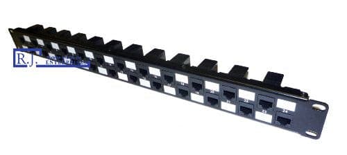 R.J. Enterprises, SDPP-24-C5E, No Punch Down, Cat5E 24 Port Patch Panel (Special Design) 568A/B (Tool-Less,Feed Through, 24 Port) 1U - R.J. Enterprises