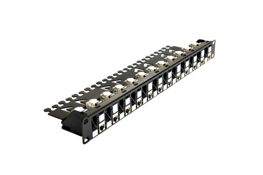 R.J. Enterprises - 3DPP-C6A-24-3D - Staggered, Shielded, Cat6A, 24 Port, Tool-less, Patch Panel - R.J. Enterprises