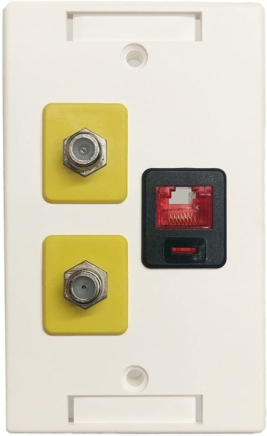 R.J. Enterprises - Wall Plate Dual CATV and C5e-RJ45 (3p/per pack) - R.J. Enterprises